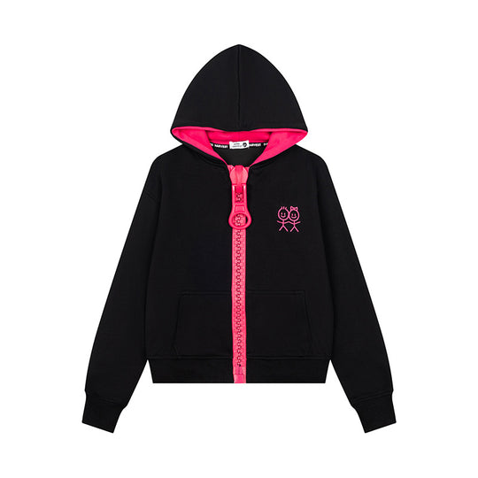 Damen Kapuzen-Sweatjacke mit übergroßem Reißverschluss und minimalistischer Stickerei Nord Taschen