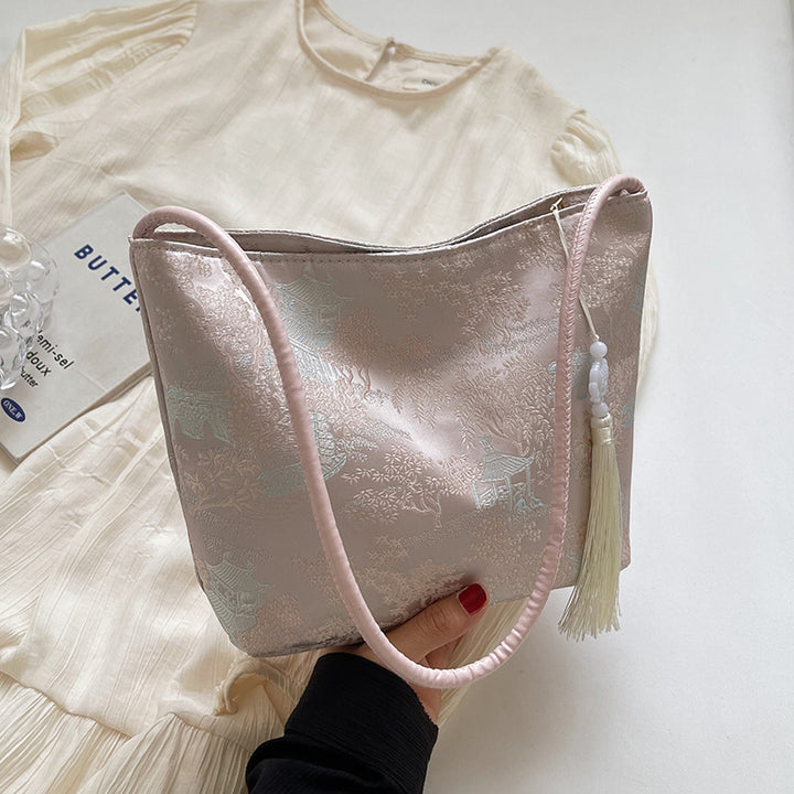 Damen modische Abendtasche aus luxuriösem Material mit dekorativem Quastenanhänger Nord Taschen