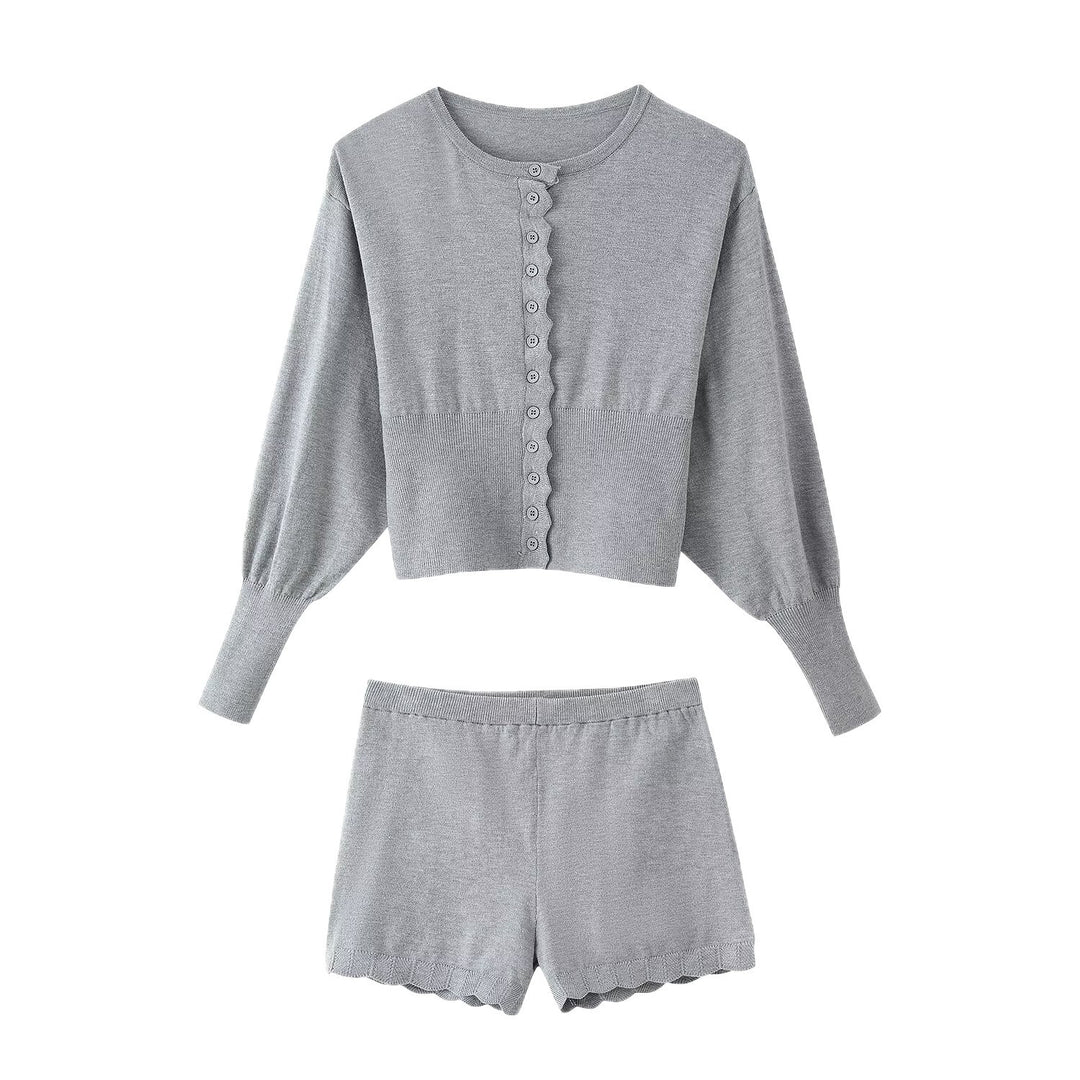 Damen Lässiges Zweiteiliges Lounge-Set mit Cropped-Sweatshirt und High-Waist-Shorts Nord Taschen