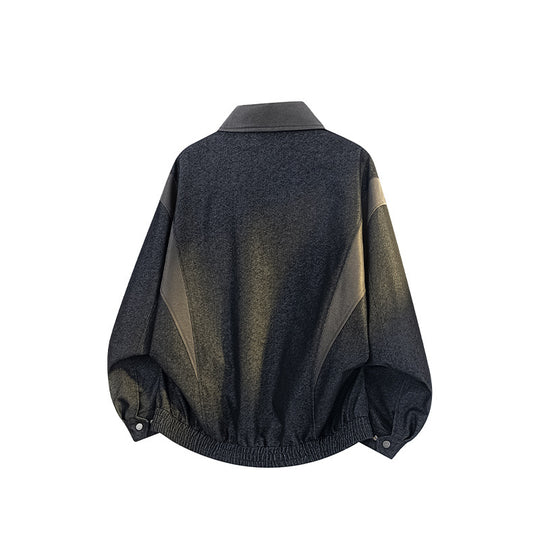 Herren Oversize-Übergangsjacke aus Wollmix mit Hemdkragen, Brust‑Zipper & elastischem Saum Nord Taschen
