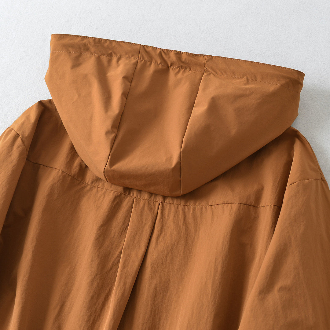 Damen Cropped Übergangsjacke mit Kapuze, Tunnelzug und elastischem Saum Nord Taschen