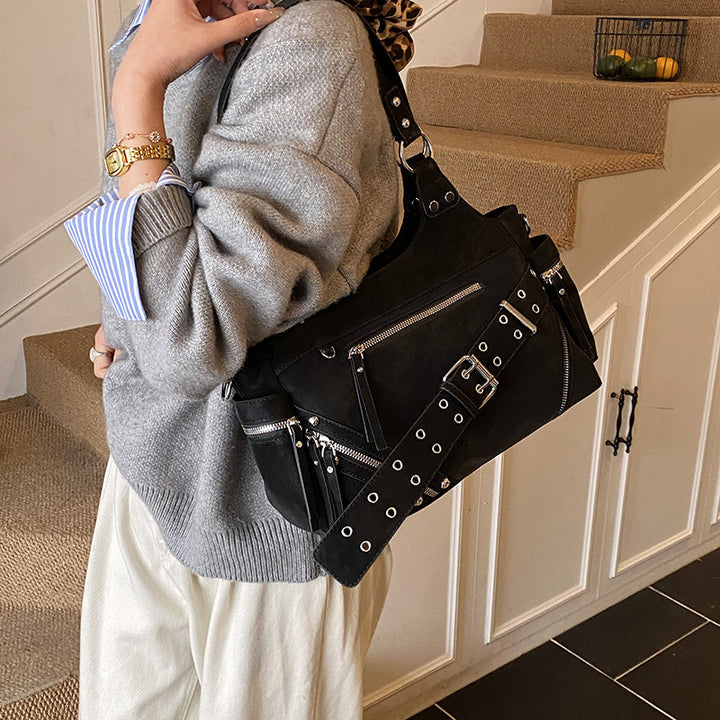 Damen Hobo-Tasche aus hochwertigem Veloursleder mit multifunktionalen Taschen Nord Taschen