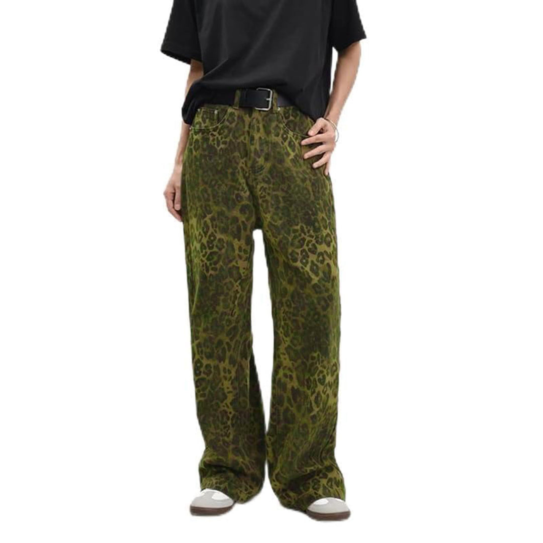 Damen weite High‑Waist Palazzohose im Leomuster mit Five‑Pocket‑Schnitt und entspanntem Bein Nord Taschen