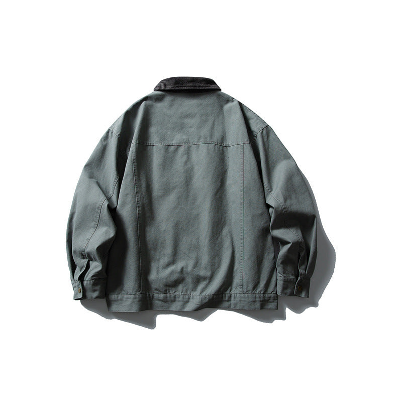 Herren Boxy-Canvas-Blousonjacke mit Cordkragen und durchgehendem Reißverschluss Nord Taschen