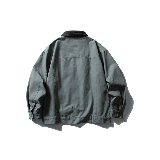 Herren Boxy-Canvas-Blousonjacke mit Cordkragen und durchgehendem Reißverschluss Nord Taschen