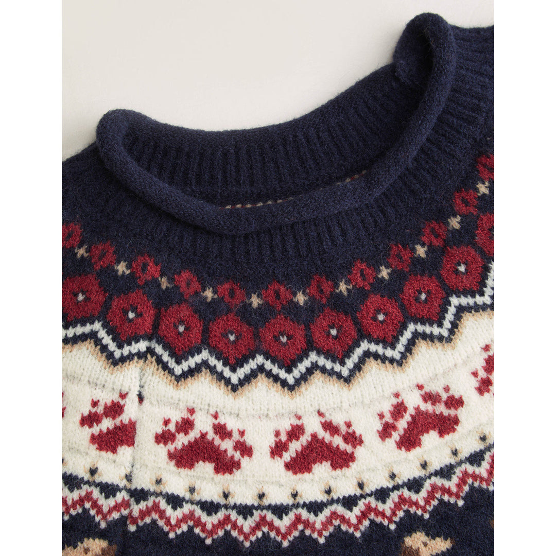 Damen Gemusterter Pullover mit Rundhalsausschnitt Nord Taschen