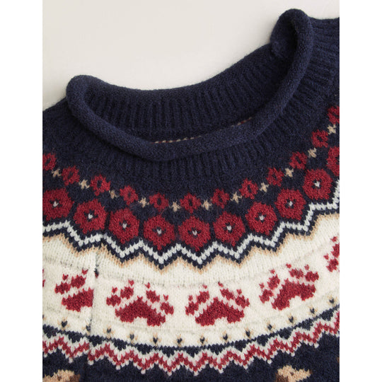 Damen Gemusterter Pullover mit Rundhalsausschnitt Nord Taschen