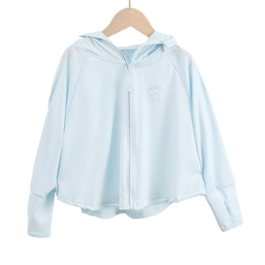 Unisex nan atmungsaktive Kinder-UV-Schutzjacke mit A-Linien-Schnitt, Kapuze und Daumenlöchern  Nord Taschen