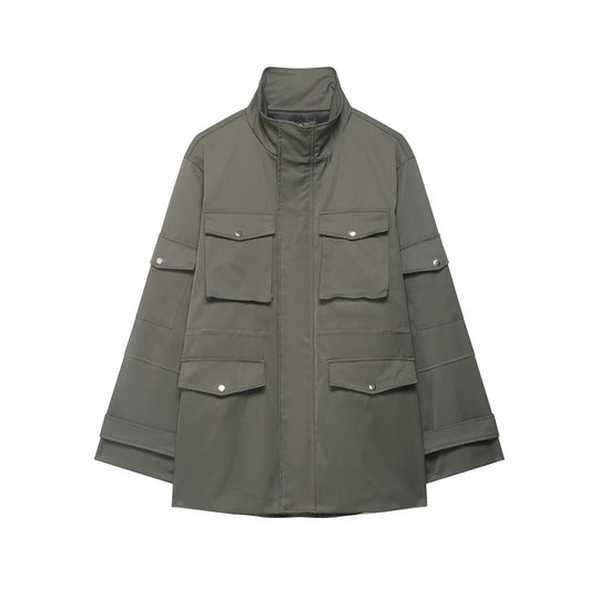 Damen Utility-Parka mit Stehkragen, vierfachen Pattentaschen und oversized Schnitt Nord Taschen