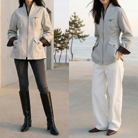 Damen modische Übergangsjacke mit Reißverschluss Nord Taschen