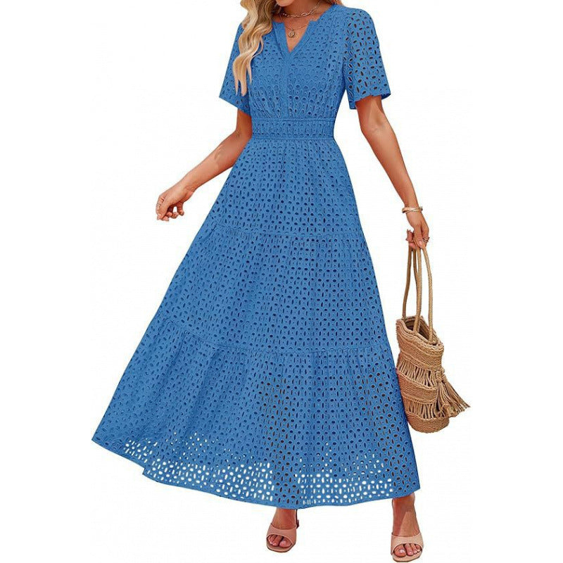 Damen Maxikleid mit gehäkeltem Muster