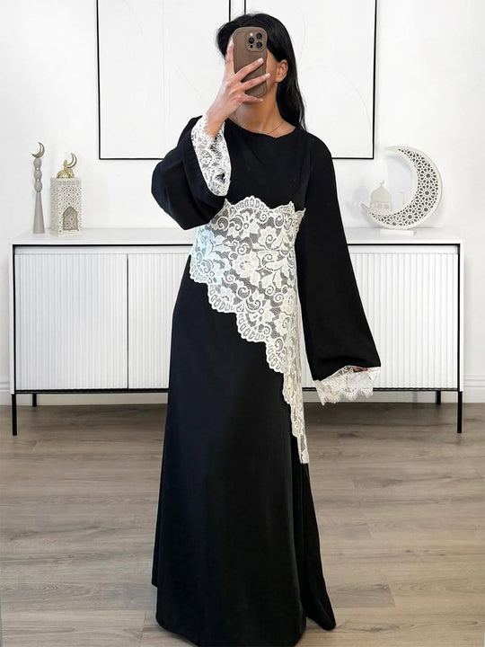 Damen Lagenlook-Spitzen-Tunika mit Bindegürtel und asymmetrischem Saum Nord Taschen