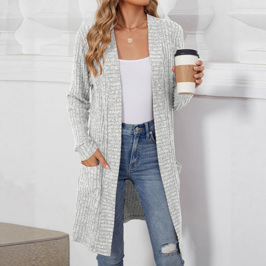 Damen Eleganter Strickcardigan mit offenen Front Nord Taschen