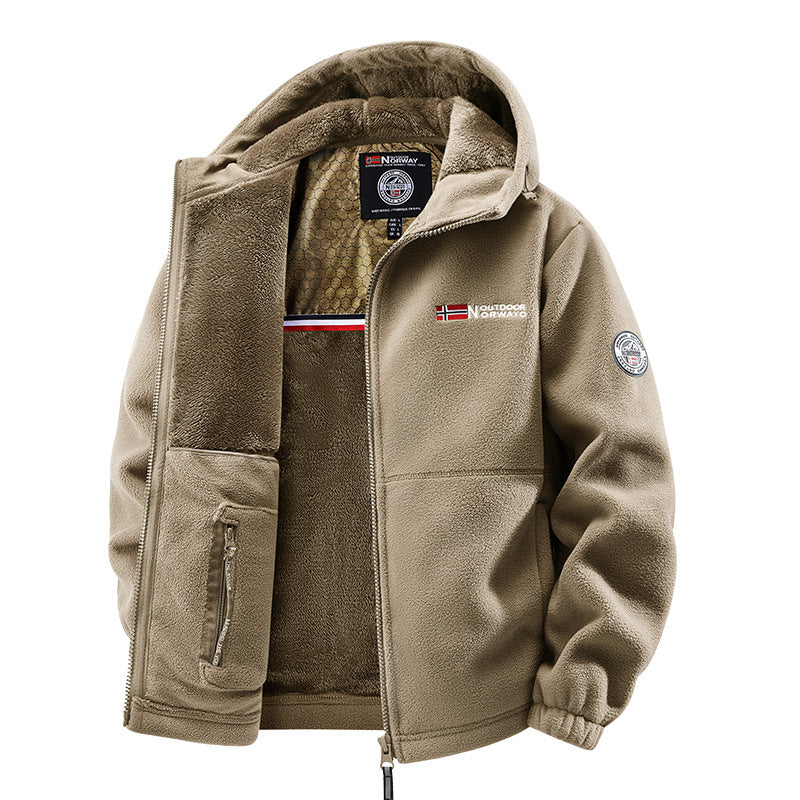 Herren Kuschelige Fleece‑Kapuzenjacke mit Teddyfutter, windabweisend und Reißverschlusstaschen Nord Taschen