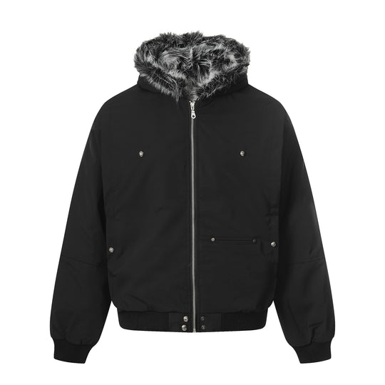 Herren Kurzboxy Bomberjacke im Aviator‑Look mit abnehmbarem Kunstfellkragen Nord Taschen