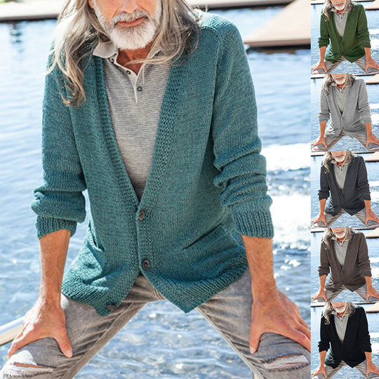 Herren Strickcardigan mit Kapuze und aufgesetzten Taschen Nord Taschen