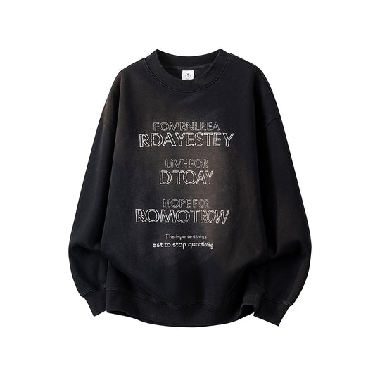 Damen Oversize-Sweatshirt mit gesticktem Schriftzug, abgerundetem Saum & überschnittener Schulter Nord Taschen
