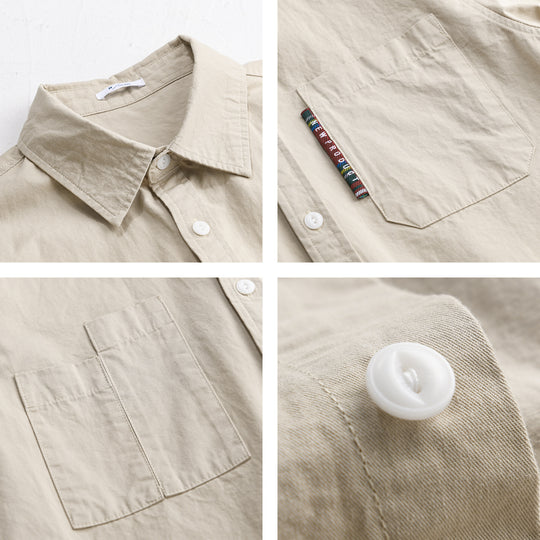 Herren Leichtes Baumwoll-Overshirt mit Doppel-Brusttaschen und Kentkragen Nord Taschen