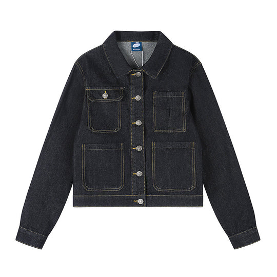 Damen Boxy-Jeansjacke mit aufgesetzten Taschen und sichtbaren Kontrastnähten Nord Taschen