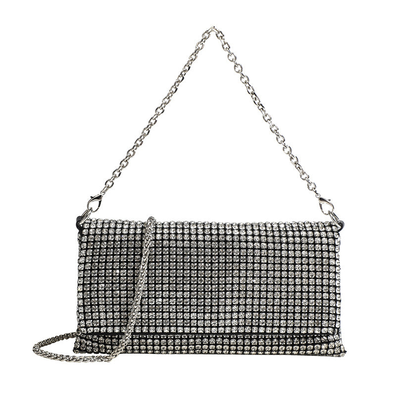 Damen Clutch mit funkelndem Strass und eleganter Kettenverzierung Nord Taschen