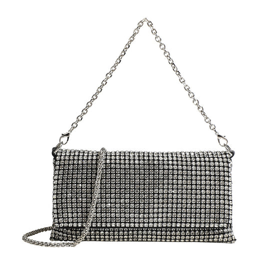 Damen Clutch mit funkelndem Strass und eleganter Kettenverzierung Nord Taschen