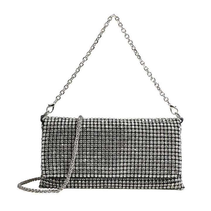 Damen Clutch mit funkelndem Strass und eleganter Kettenverzierung Nord Taschen