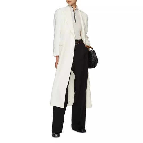 Damen Bodenlanger Schnittblazer-Mantel mit strukturierter Tailoring‑Silhouette Nord Taschen