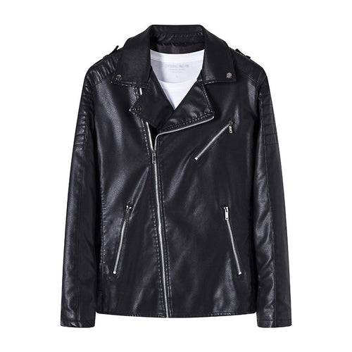 Herren Bikerjacke aus hochwertigem Kunstleder im Slim‑Fit mit schrägem Reißverschluss und gesteppter Schulterpartie Nord Taschen