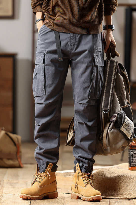 Herren Utility-Cargo-Hose mit verstellbarem Gürtelbund, Mehrfachtaschen und elastischem Saum Nord Taschen