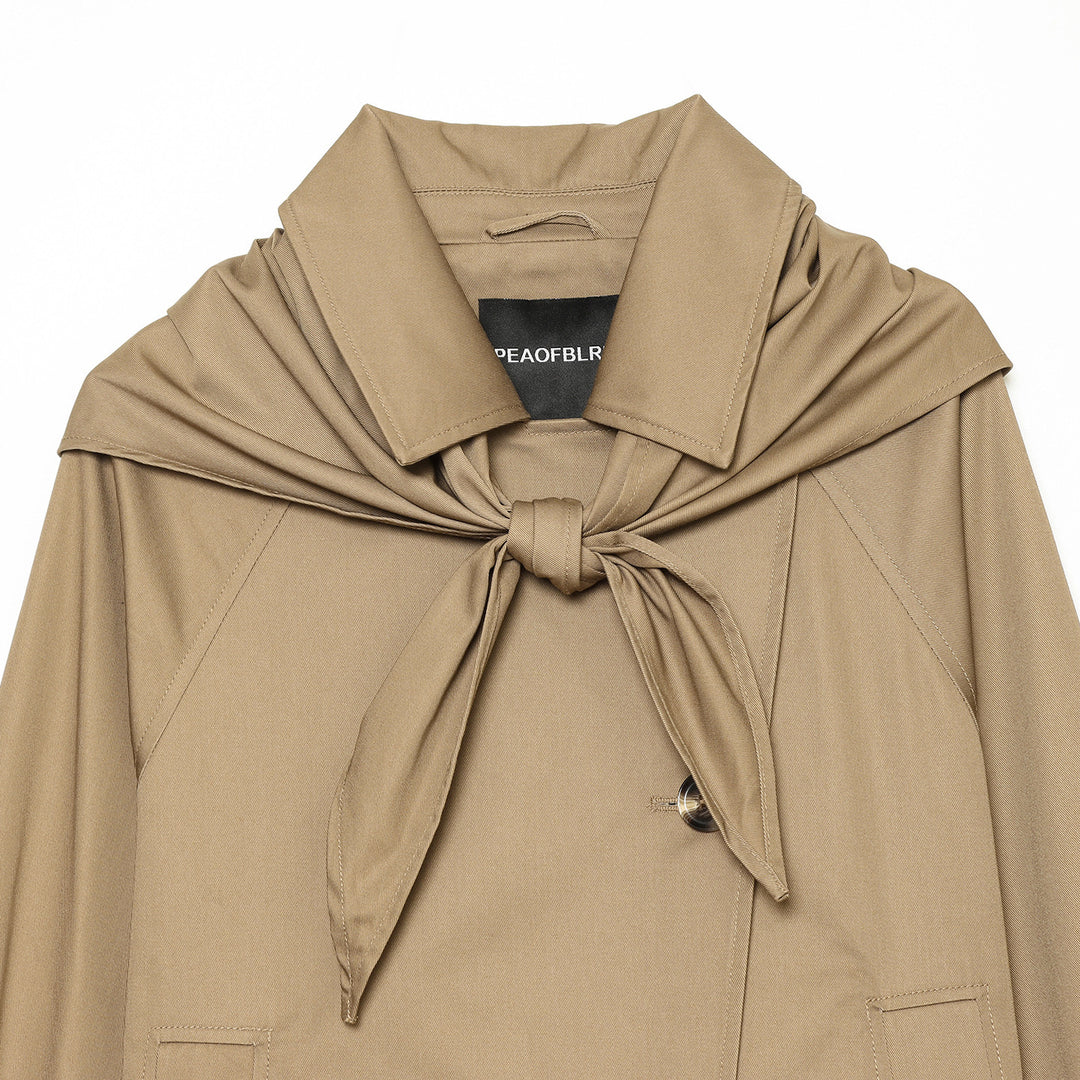 Damen Cropped Trench‑Capejacke mit Schleifenkragen und kastiger Silhouette Nord Taschen