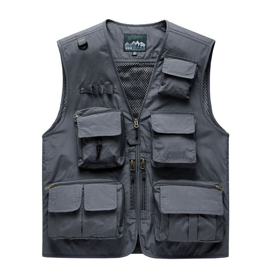 Herren Multifunktionale Outdoor‑Utilityweste mit Mesh‑Rücken, Mehrfach‑Fronttaschen und durchgehendem Reißverschluss Nord Taschen
