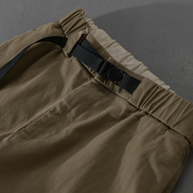 Herren Lässige Tapered‑Cargohose mit elastischem Bund und integriertem Webbing‑Gürtel Nord Taschen