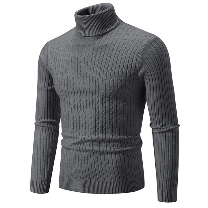 Herren Rollkragenpullover mit Zopfstrick und schlanker Passform Nord Taschen