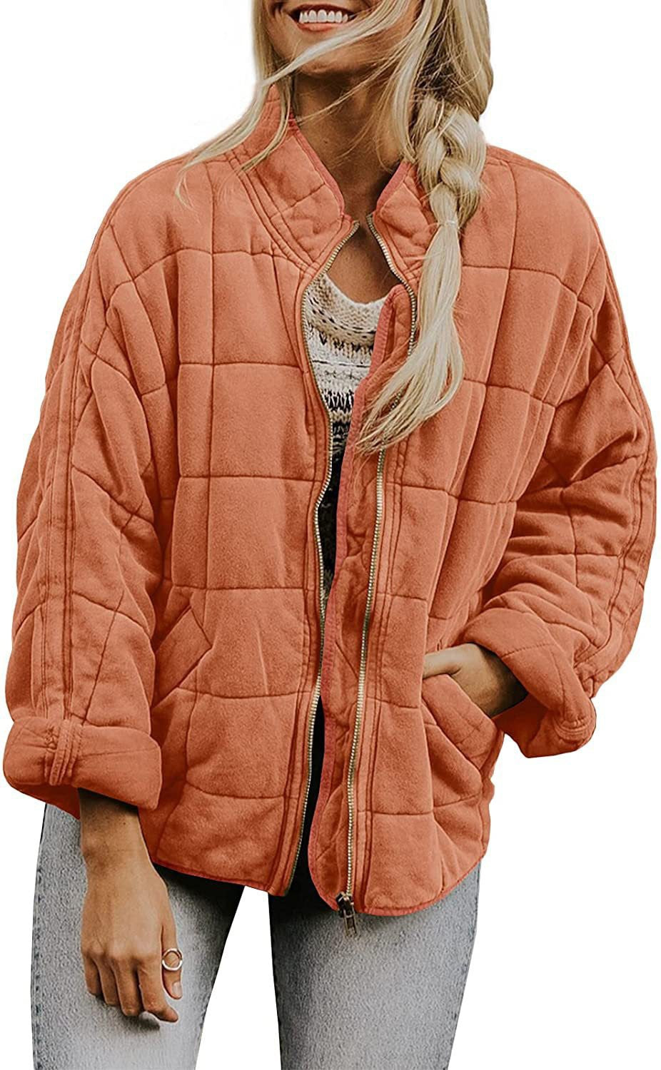 Damen Oversize Steppjacke mit Reißverschluss und Eingrifftaschen Nord Taschen