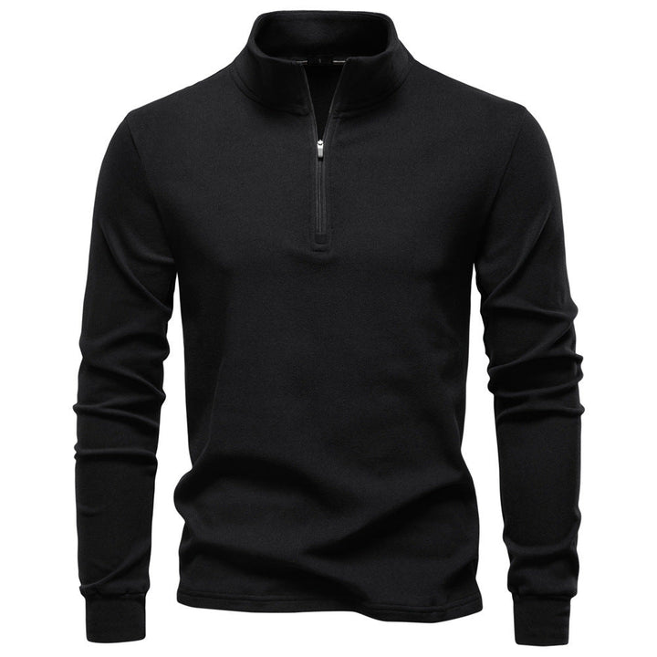 Herren funktionaler Sweatshirt mit hohem Kragen und kurzem Reißverschluss