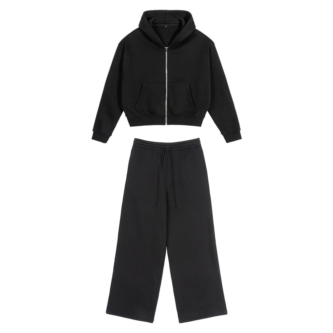 Damen Zweiteiliges Lounge-Set mit Cropped Kapuzen-Zipjacke und weiter hochgeschnittener Sweathose Nord Taschen