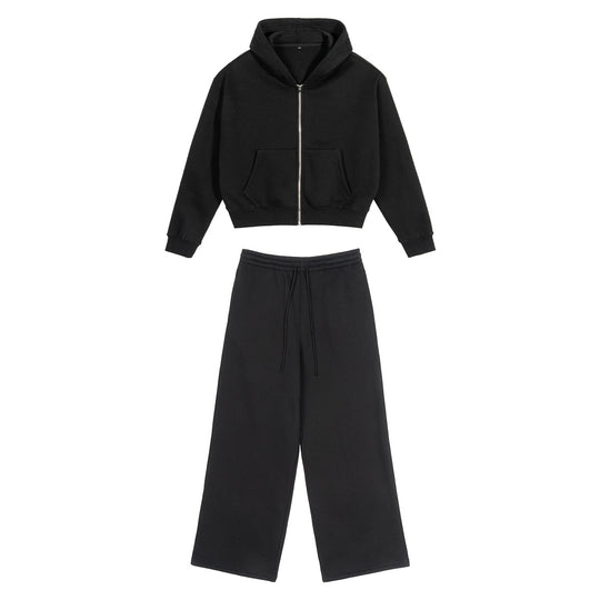Damen Zweiteiliges Lounge-Set mit Cropped Kapuzen-Zipjacke und weiter hochgeschnittener Sweathose Nord Taschen