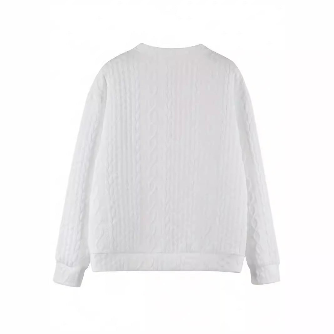 Damen Oversize Strick‑Sweatshirt mit Zopfmuster und geripptem Saum Nord Taschen