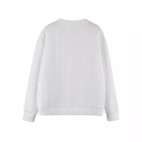 Damen Oversize Strick‑Sweatshirt mit Zopfmuster und geripptem Saum Nord Taschen