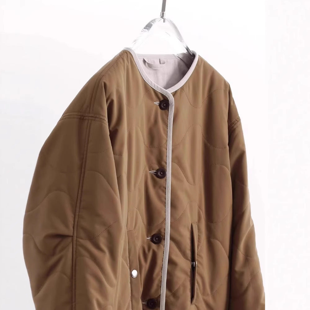 Damen Stylische Steppjacke mit Rundhalsausschnitt Nord Taschen