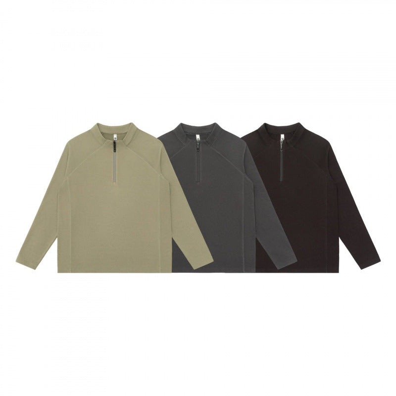 Unisex Leichtes Oversize-Halbzip-Sweatshirt mit Raglanärmeln und Stehkragen Nord Taschen
