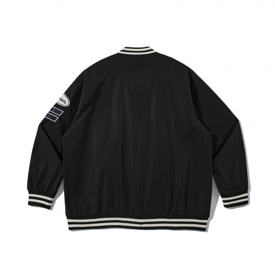 Unisex College-Bomberjacke mit gestepptem Patch, gestreiften Rippsäumen und Druckknopfleiste Nord Taschen