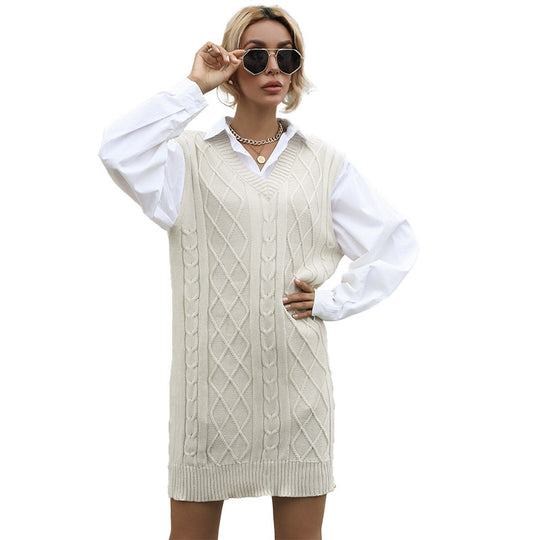 Damen Lässiger Strickpulloverkleid Nord Taschen