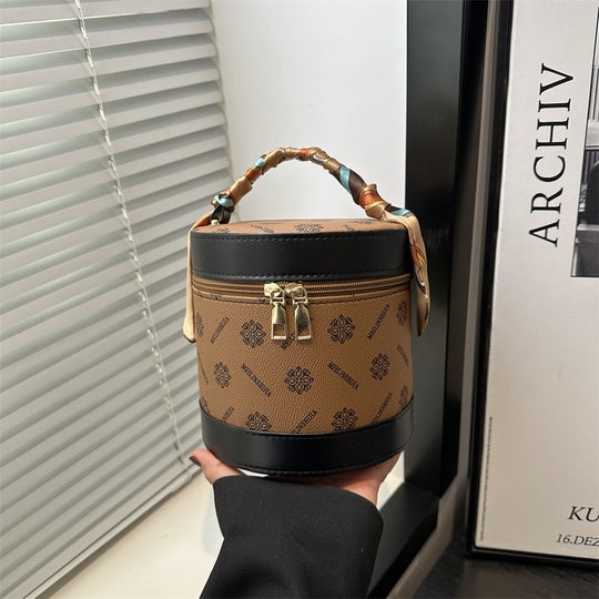 Damen elegante Rundhandtasche mit modischem Seidenhenkel Nord Taschen