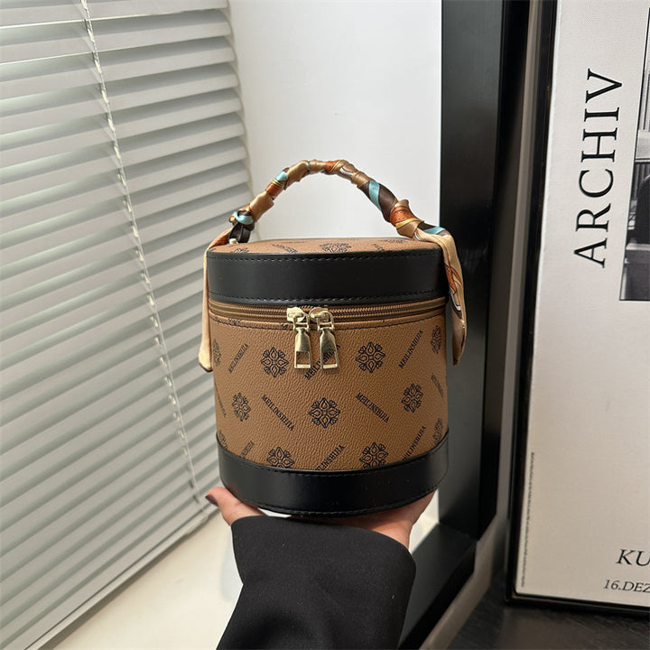 Damen elegante Rundhandtasche mit modischem Seidenhenkel Nord Taschen