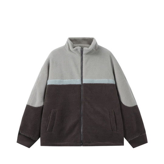 Unisex Oversize Sherpa-Fleecejacke mit Stehkragen und Frontzip Nord Taschen