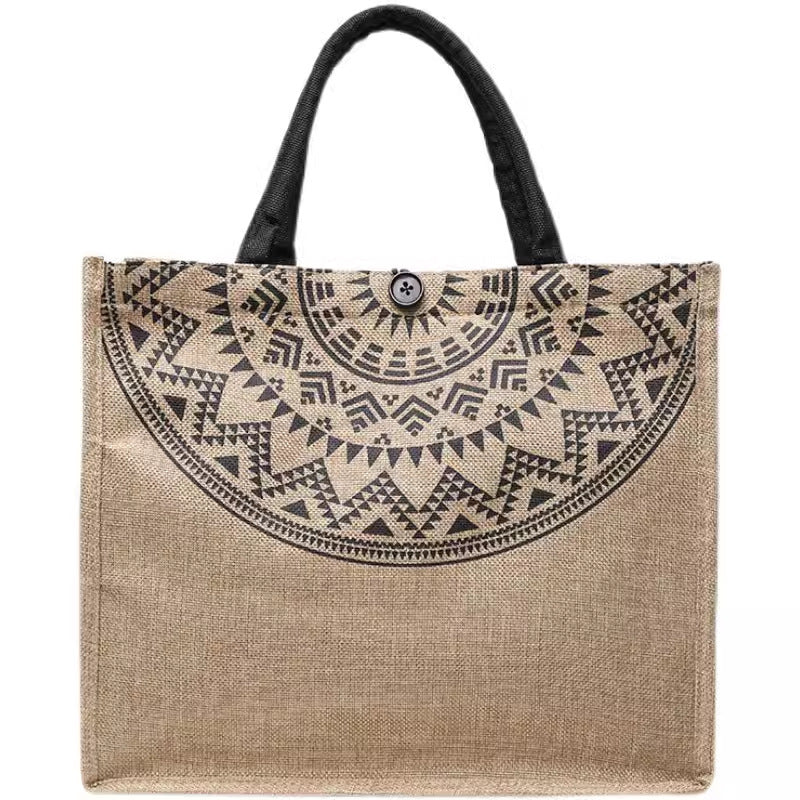 Damen Strandtasche mit Kunstlederdetails und grafischem Muster Nord Taschen