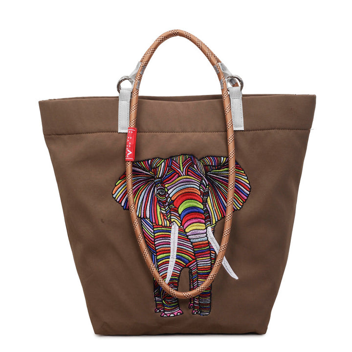 Damen Freizeit Tote Tasche mit buntem Elefantenmotiv Nord Taschen