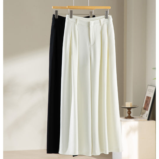 Damen Hochtaillierte Palazzohose mit Kellerfalten und fließender Crêpe-Qualität Nord Taschen