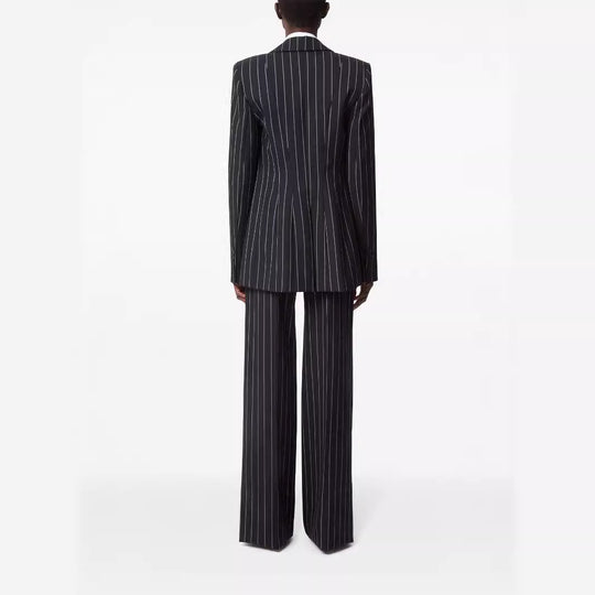 Damen Oversize Nadelstreifen Zweiteiliger Tailoring-Anzug mit weitem High‑Waist‑Hosenbein Nord Taschen